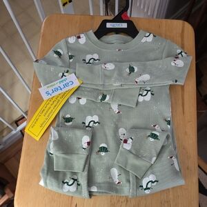 Carter's Light Green Snowman Pajama Set 2T For Boys Or Girls NwT
